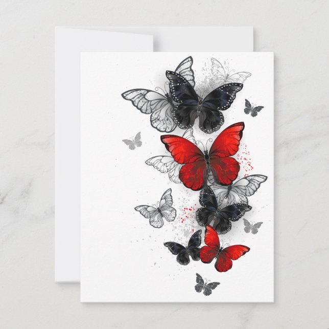 Reserve A Data Borboletas Negras e Vermelhas (Frente)