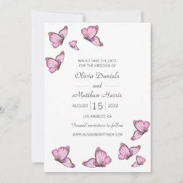 Reserve A Data Borboletas rosa aquarela. Casamento Salve A Data