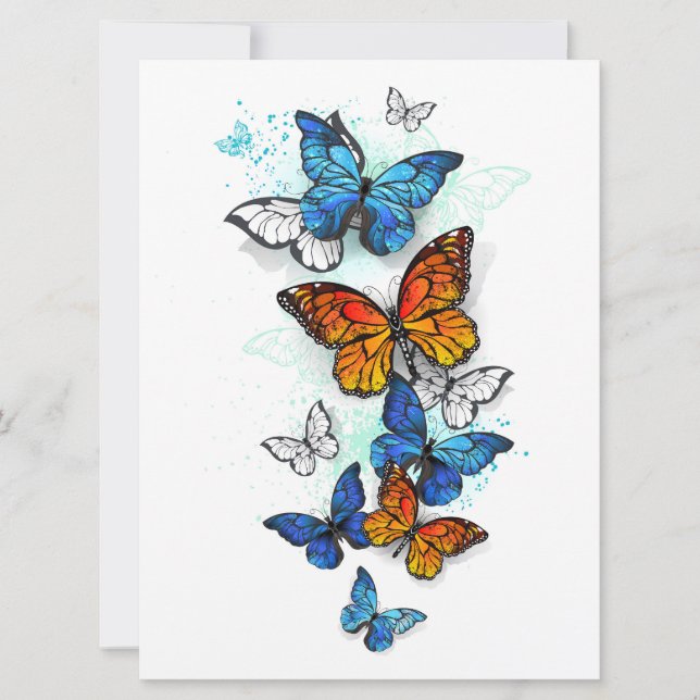 Reserve A Data Borboletas voadoras Morpho e Monarca (Frente)
