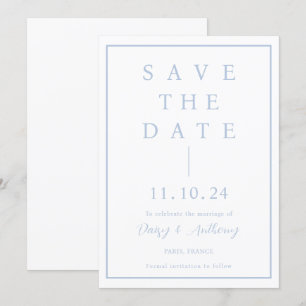 Reserve A Data Borda Azul Clássica   Elegante Simples