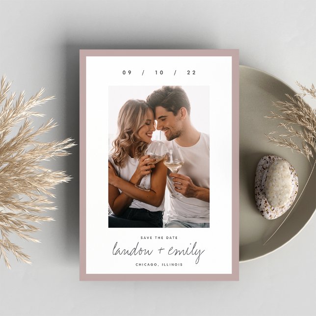 Reserve A Data Borda Clássica | Foto Vertical Simples Elegante (Criador carregado)