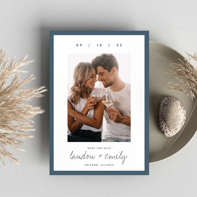 Reserve A Data Borda Clássica | Foto Vertical Simples Elegante (Criador carregado)