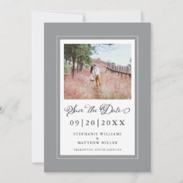 Reserve A Data Bordas de foto cinza e branco chic ultimate para n