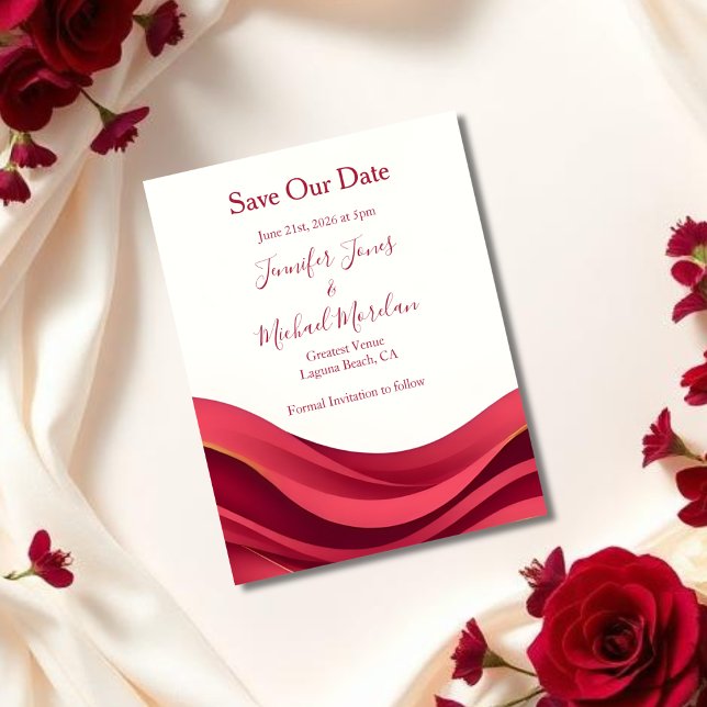 Reserve A Data Bordô  (Burgundy  Save The Date)