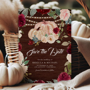 Reserve A Data Bordô Flor de Pêssego Abóbora Madeira Casamento