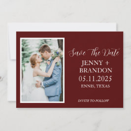 Reserve A Data Borgonha Elegante Rascunho Foto Romântico