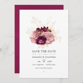 Reserve A Data Borgonha - Marsala Blush Pink e Dourado Casamento