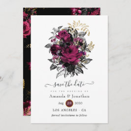 Reserve A Data Borgonha - Marsala e Dourado Casamento Floral