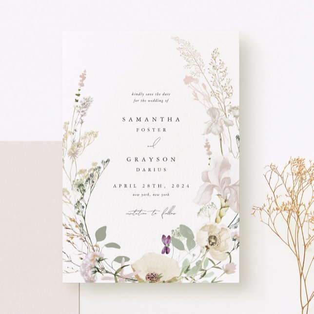 Reserve A Data Bot Botanical Wedding Save the Date Card (Criador carregado)