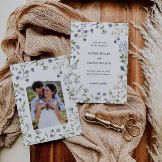 Reserve A Data Botânica de Aquarela Salvar a Data - Opção Foto