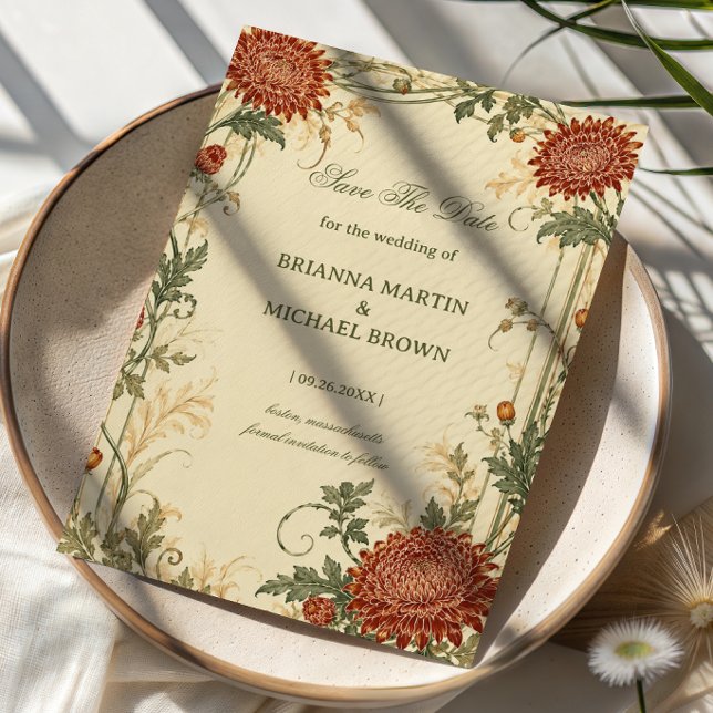 Reserve A Data Botânica de Crisântemo Vintage (Criador carregado)