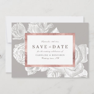 Reserve A Data Botânica de vintagem de rosa de luxo exceto data