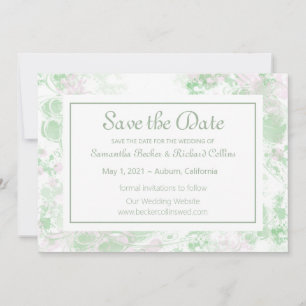 Reserve A Data Botânica Verde e Rosa-Cria