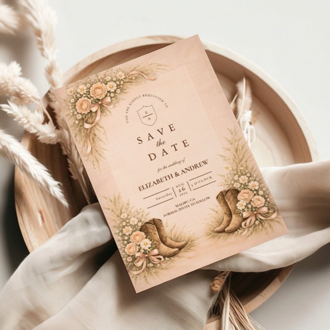 Reserve A Data Botas Ocidentais Rosa Suave Casamento (Criador carregado)