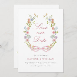 Reserve A Data Bows and Wildflowers Save the Date Card