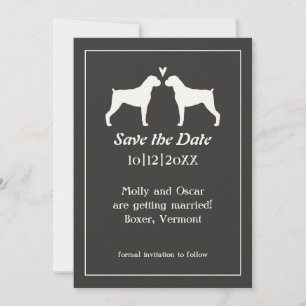 Reserve A Data Boxer Dog Silhouettes Casamento Salve a Data