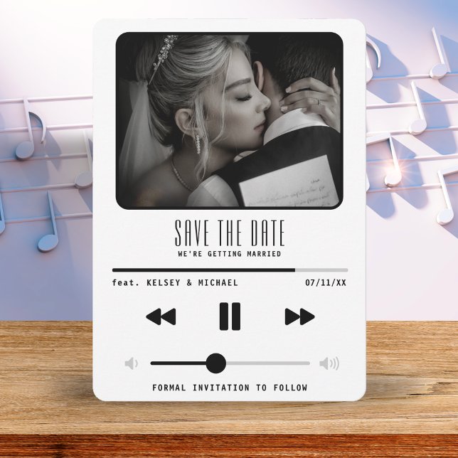 Reserve A Data Branca de Casamento do Player de Música MP3 (Music MP3 Player Wedding White Save The Date
)
