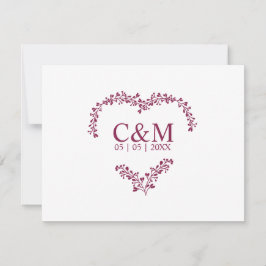 Reserve A Data Branches Heart with Initials in Cramberry Color