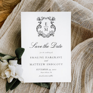 Reserve A Data Brasão Monograma Barroco Vintage Casamento