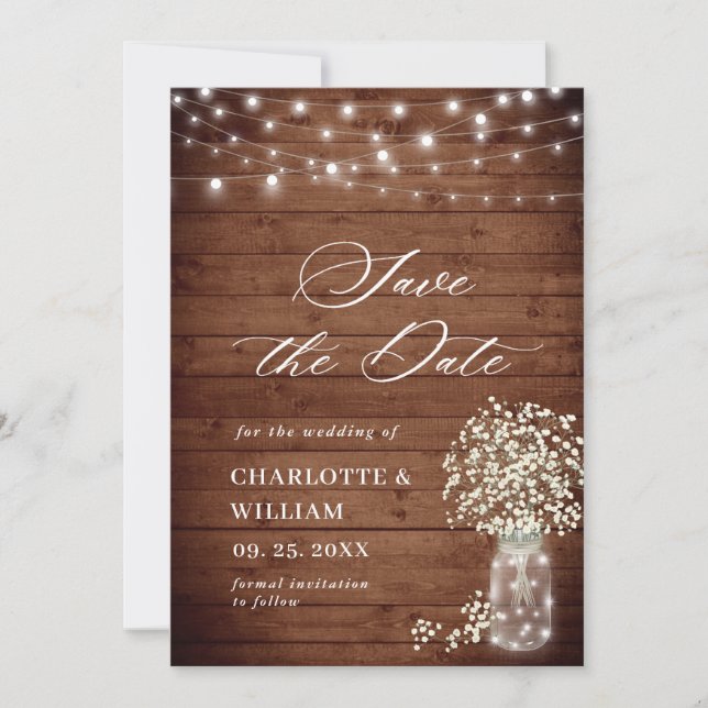 Reserve A Data Breath Mason Jar Rustic Wedding Código QR (Frente)
