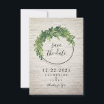 Reserve A Data Brick Branco Inspirado Botânico Salve A Data<br><div class="desc">Um casamento elegante salve o convite de data com design verde sobre um tijolo branco inspirado em fundo.</div>