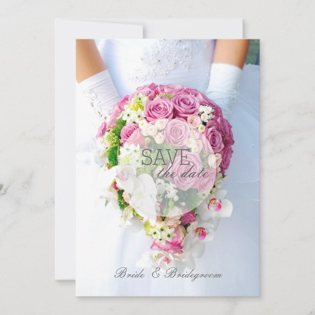 Reserve A Data Bridal Save the Date- Lace Flower Buquê Casamento (Frente)
