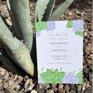 Reserve A Data Bright and Colorful Succultive Save The Date Card 