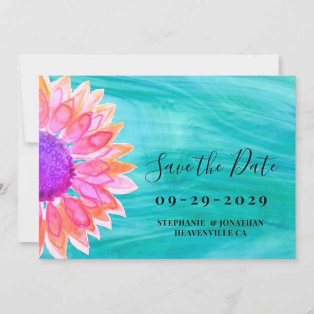 Reserve A Data Bright Floral Weding The Date Card (Frente)