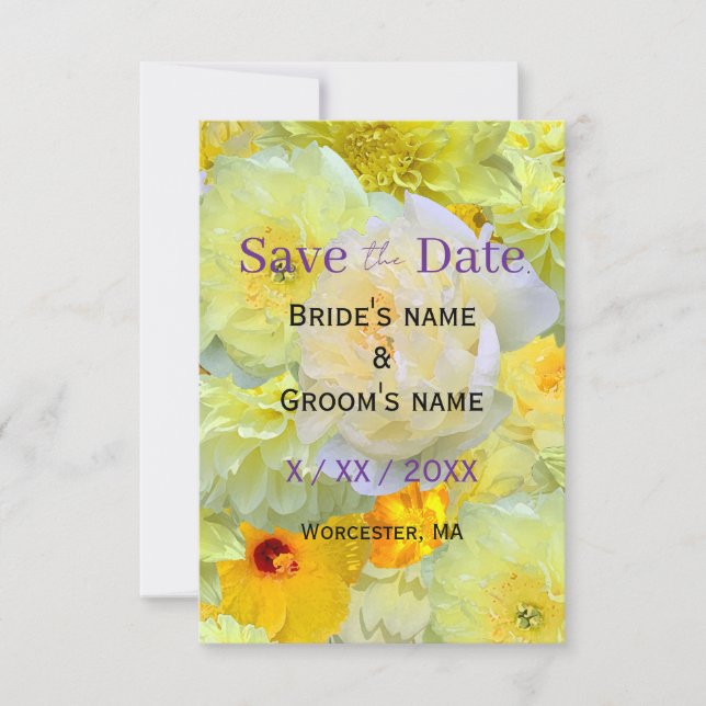 Reserve A Data Bright Yellow Floral Save the Date | Modern Sunny  (Frente)