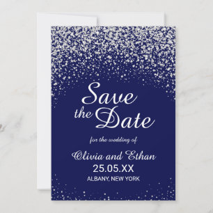 Reserve A Data Brilhante moderno prata azul