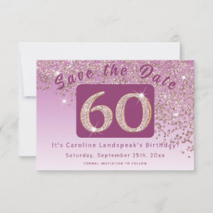 Reserve A Data Brilhante Rosa Dourada para o 60º aniversário