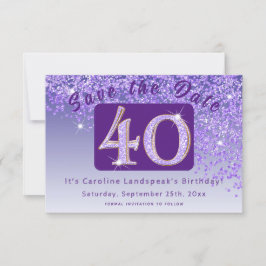 Reserve A Data Brilhante Roxo para aniversário de 40 anos