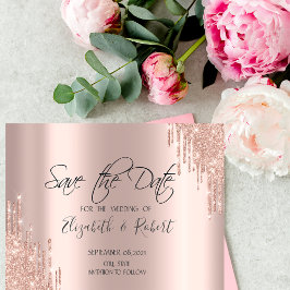 Reserve A Data Brilhantes Gotas de Glitter Rosa Chic para Salvar