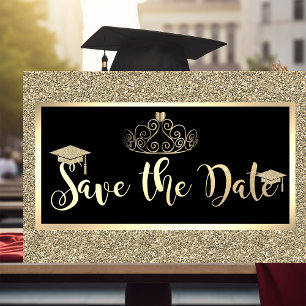 Reserve A Data Brilho Dourado,Tiara Formatura Save The Date