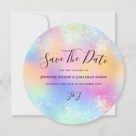 Reserve A Data Brilho holográfico Pastel Casamento Salve a data