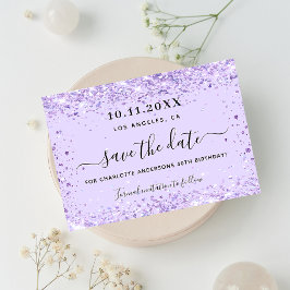 Reserve A Data brilho violeta de festa de aniversário