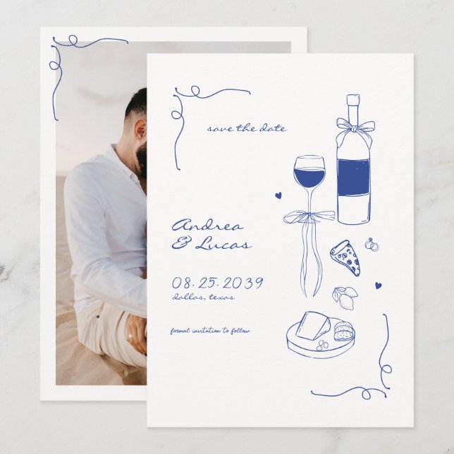 Reserve A Data Brincadeira Brincadeira Desenhada Mão Vinho Molho  (Frente/Verso)