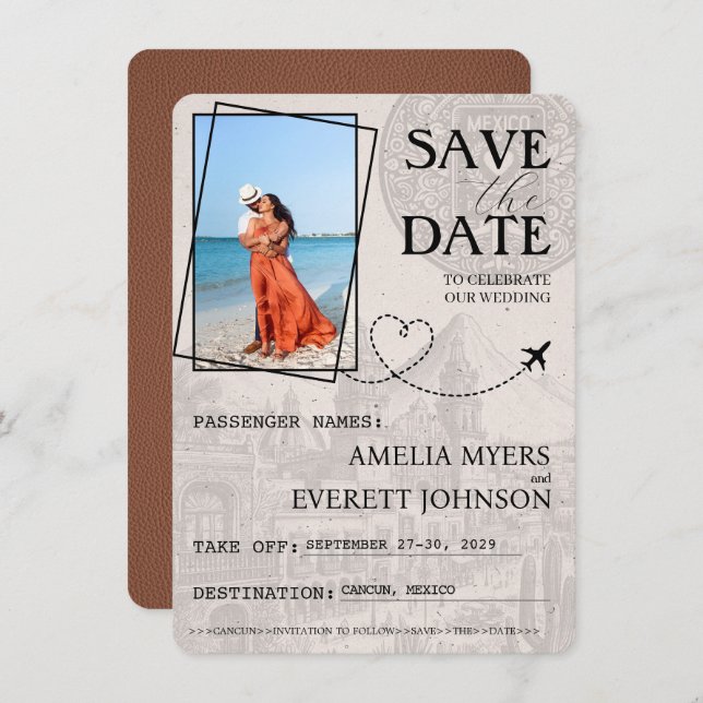 Reserve A Data Brown Cancun Passport Salvar Data (Frente/Verso)