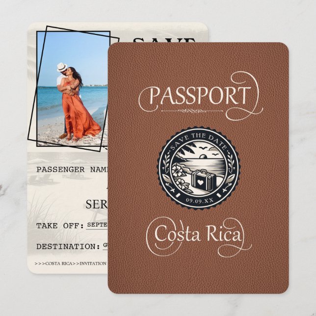 Reserve A Data Brown Costa Rica Passport (Frente/Verso)