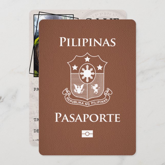 Reserve A Data Brown Filipinas Passaporte Salvar Data (Frente/Verso)