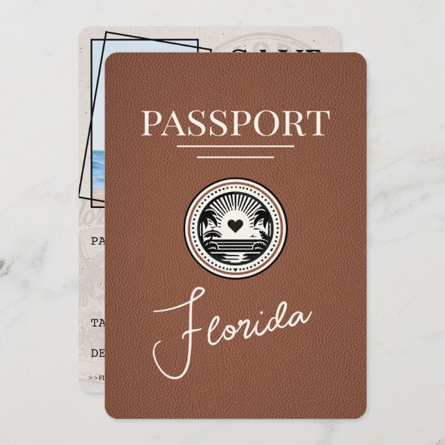 Reserve A Data Brown Florida Passport Salvar a data (Frente/Verso)