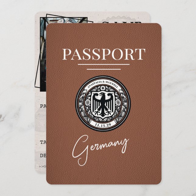 Reserve A Data Brown Germany Passport Salvar Data (Frente/Verso)