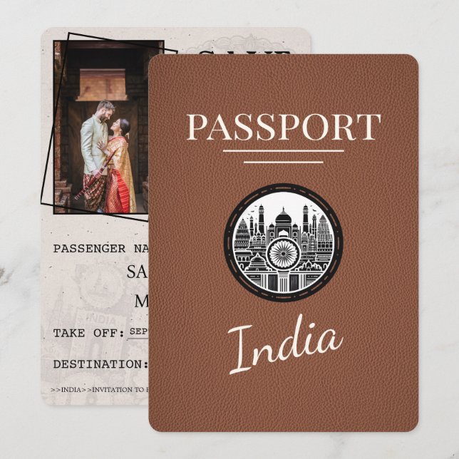 Reserve A Data Brown India Passport Salvar Data (Frente/Verso)