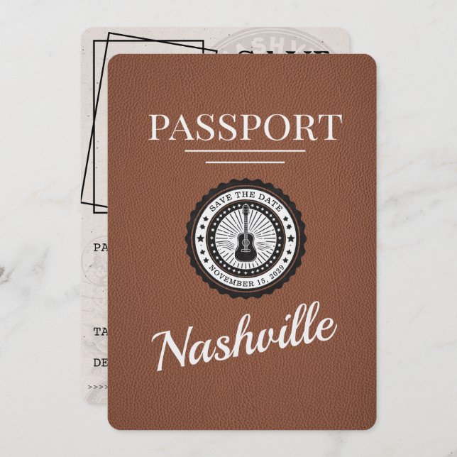 Reserve A Data Brown Nashville Passaporte Salvar A Data (Frente/Verso)