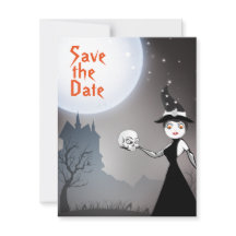 Bruxa e Caveira Casal Casamento de Halloween Lua C