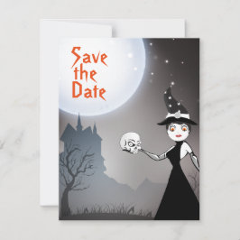 Reserve A Data Bruxa e Caveira Casal Casamento de Halloween Lua C