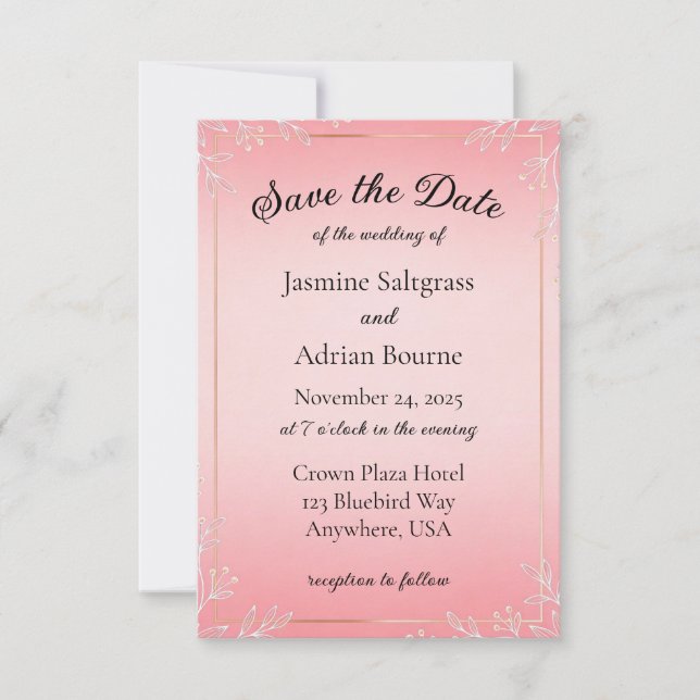 Reserve A Data Bubblegum Blush Wedding  (Frente)