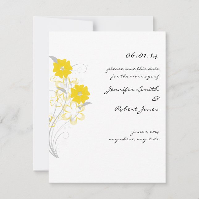 Reserve A Data Budding Romance em Amarelo Salve a Data (Frente)