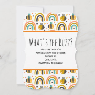 Reserve A Data Bumble Bee e Chá de fraldas de padrões do Rainbows