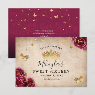 Reserve A Data Burgundy Ameixa Dourado Rosa Pergaminho Elegante